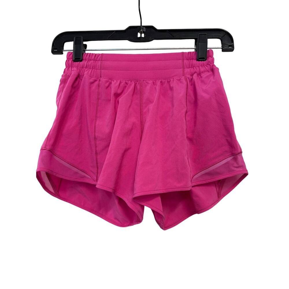 Lululemon Pink Hotty Hot Mesh Panel Athletic Shorts Sz 4 GS